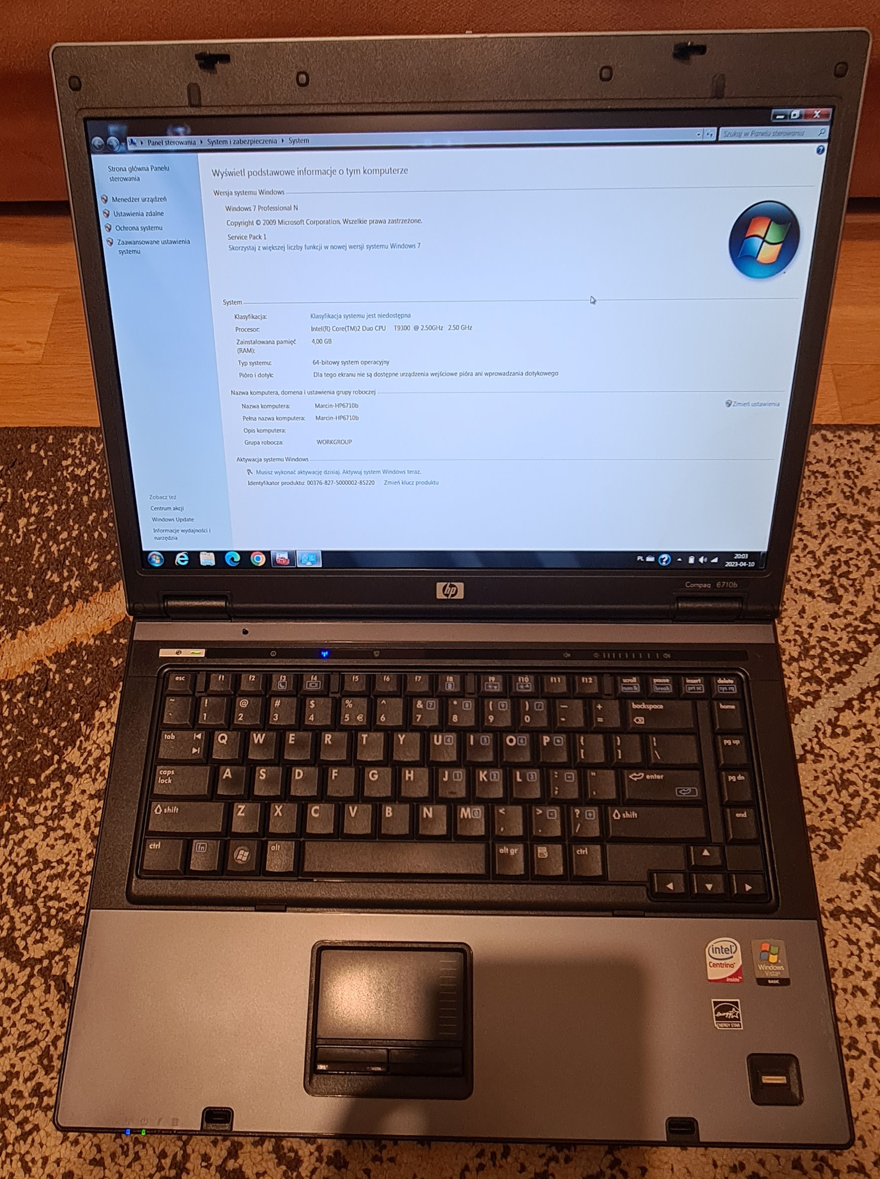 Sprzedam Laptop Hp Compaq B Intel T Gb Gb Ssd Wifi Bt