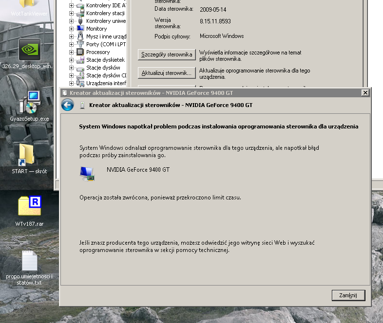 Sterowniki do karty graficznej nVidia GF 9400GT