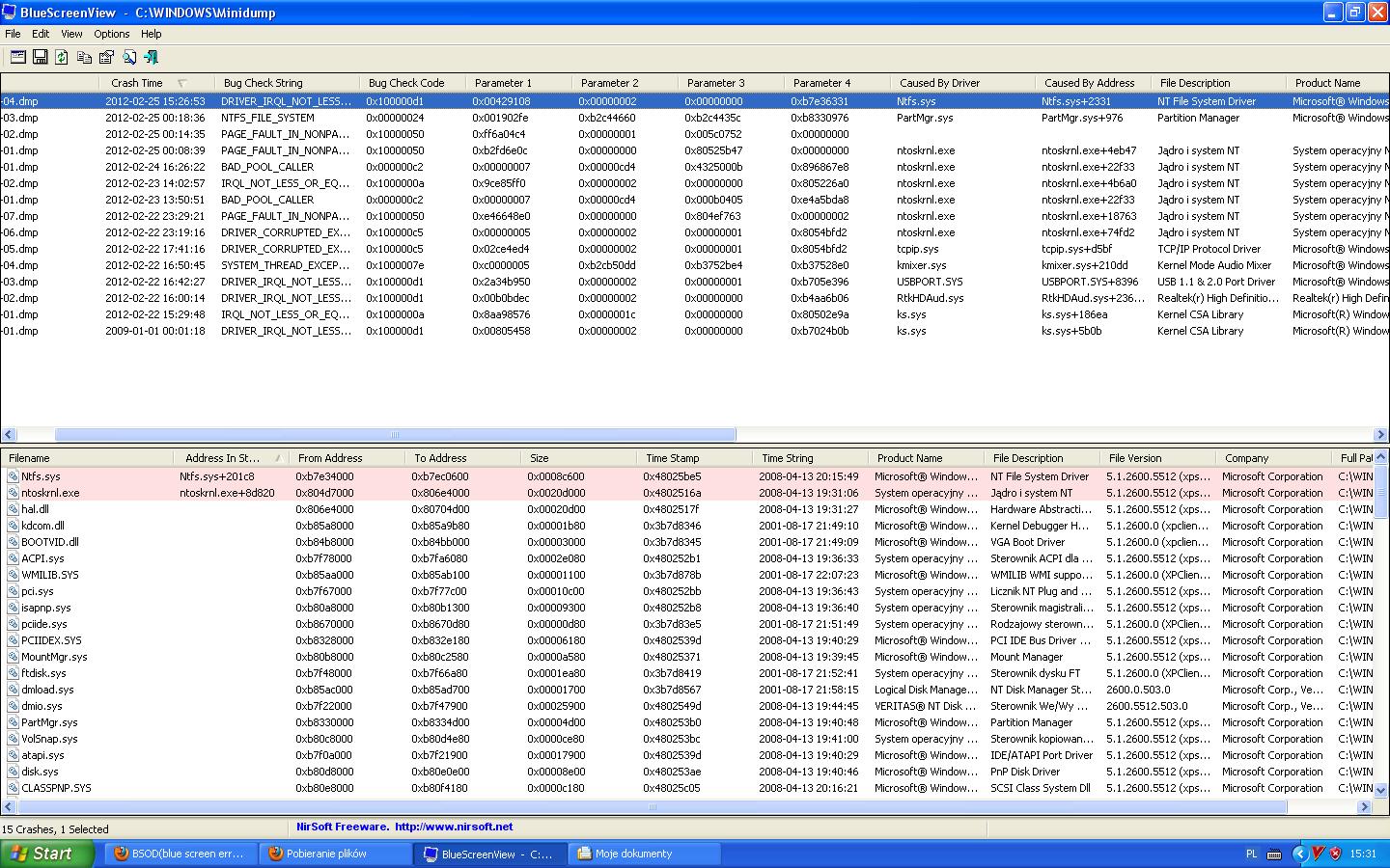 0x805226a0 caused by driver ntoskrnl exe caused by address ntoskrnl ...