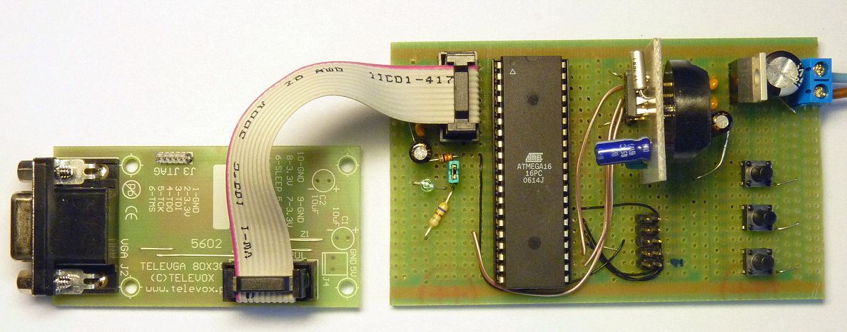 “VGA-RTC” Clock - ATMega16+PCF8583+TeleVGA+Monito