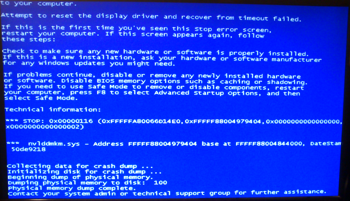 display driver fails and recovers