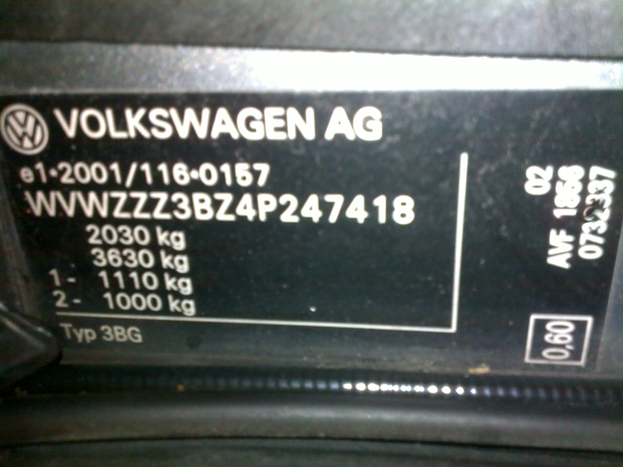 Wątpliwości co do typu posiadanego silnika TDI, VW Passat.