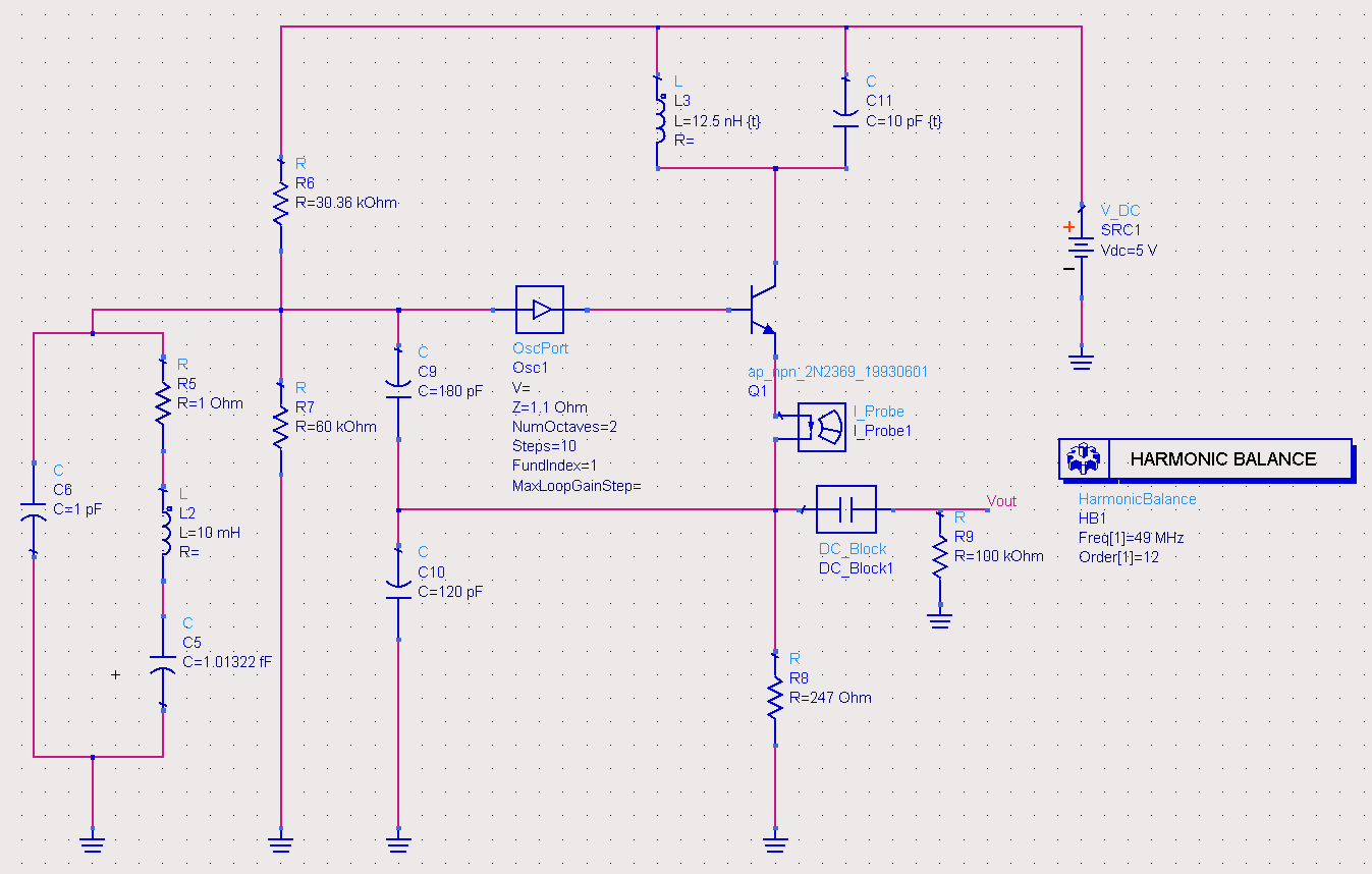 Frequency multiplication with a Pierce oscillator in ADS