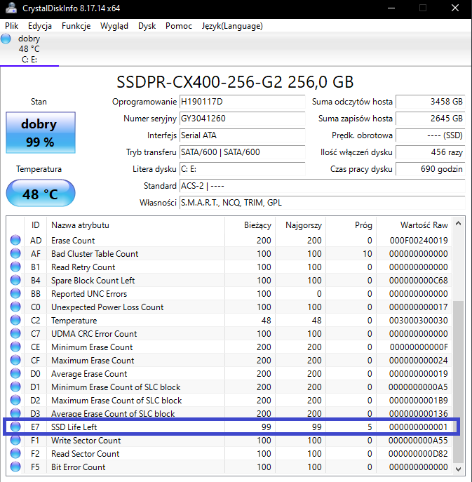 Pytanie O Stan Dysku Ssd Warto Ssd Life Left Z Dziwn Warto Ci Czy