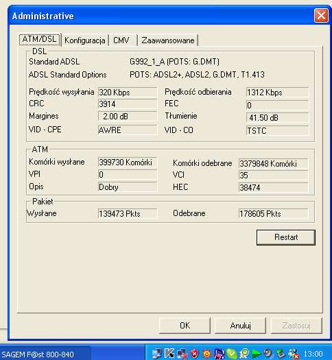 Neostrada 1 Mbps - spadek SNR przy wietrze, zrywanie synchronizacji