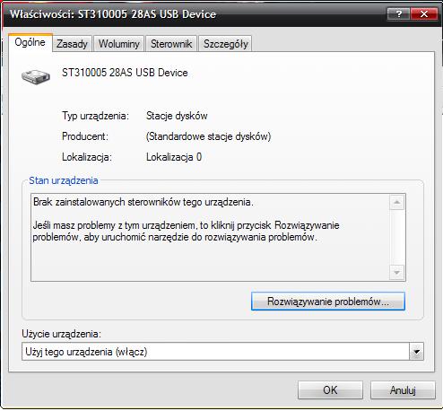 Dysk zewnętrzny Segate 1TB niewidoczny w Mój Komputer, błąd BAD w Partition Magic