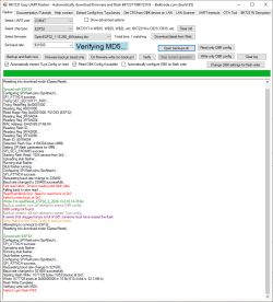 Screenshot of BK7231 Easy UART Flasher showing ESP32 flashing log on COM47 and an MD5 verification error.