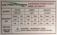 Ultra-Media model: ATX-350W-PIV naprawa elementy uszkodzone