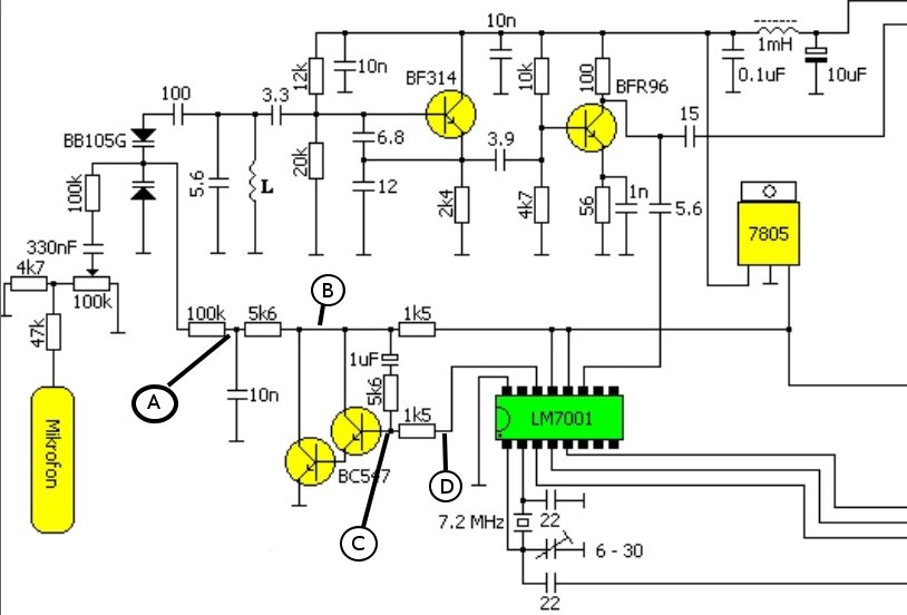 Synteza na LM7001. Prążki co 25khz w dół i w górę!