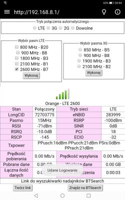 Dobór operatora dla lokalizacji 52.0475163438836, 23.134999055934546 z routerem b818
