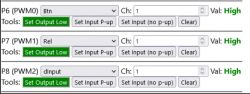 Screenshot of a configuration panel with three ports P6, P7, P8 set to high values.