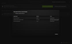 Zrzut ekranu interfejsu z instalacją sterownika GeForce Game Ready.