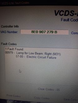 Audi A4 B6 - Błąd żarówki mijania (D2S) prawej/lewej, wymiana na OSRAM NIGHT BREAKER LASER