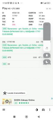 Zrzut ekranu z aplikacji NetMonster z danymi o sygnale 4G LTE.