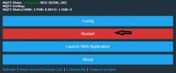 Screenshot of the user interface with a Restart button.