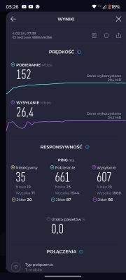Screenshot showing internet speed test results with T-Mobile.