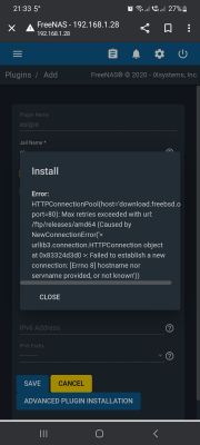 Błąd instalacji pluginu Plex na FreeNAS 11.2 - jak naprawić?