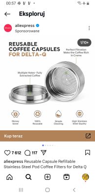 Metalowe kapsułki wielokrotnego użytku do ekspresów Delta-Q ze stali nierdzewnej