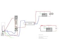 Schemat okablowania przekaźnika Relpol, transformatora LED i modułu soft start