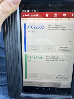 Megane III 1.5 dCi 2009: Kody błędów, komunikaty o wtrysku i układzie wydechowym, zawór sterujący