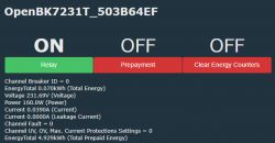 OpenBK7231T control panel with energy information.