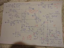 Diagram elektroniczny z różnymi oznaczeniami elementów.