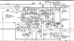 Fragment schematu elektronicznego z układem scalonym AN7274NS opisanym jako FM/AM IF AMP/DET. &amp; AM CONV, wraz z przyległymi elementami.