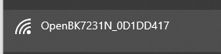 Wi-Fi connection icon with network name OpenBK7231N_0D1DD417.