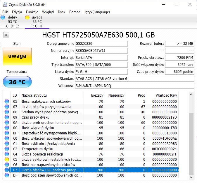 Jak przenieść dane na SSD z niewykrywanego HDD HGST HTS725050A7E630?