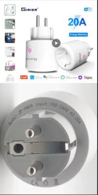 GIRIER 20A smart plug with energy monitoring, front and back views shown