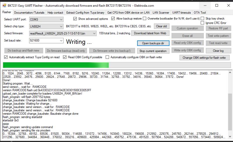 LN882H UART flashing protocol documentation - Windows LN882H flasher with fast flash read