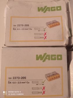Dwa opakowania złączek WAGO 2273-205, 5x 0,5-2,5 mm² Cu.