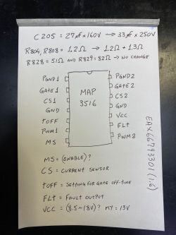 Diagram and Notes on Replacing Capacitor and Resistors Diagram with notes on replacing electronic components.