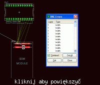 Eagle: Autorouter nie łączy ścieżek z modułem GSM G24, błędy DRC na 70 pinach
