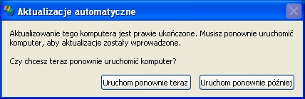Jak wyłączyć wyskakujące okienko aktualizacji w Windows XP?