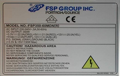 Fortron model: FSP350-60MDN(R) po podłączeniu piszczy.