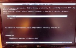 Ekran menedżera rozruchu systemu Windows z wyborem Windows 10 lub Windows 7