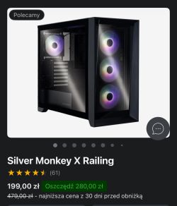 Obudowa komputerowa Silver Monkey X Railing z trzema wentylatorami RGB z przodu i jednym z tyłu, widoczne przez szklany panel boczny.