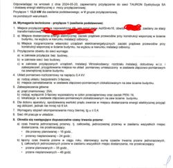 Warunki przyłączenia do sieci energetycznej od Tauron, tekst techniczny