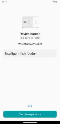 App screen with an intelligent fish feeder