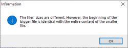 Dialog window with information about file size difference.