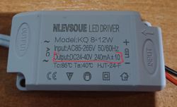 Zasilacz LED NLEVSQUE, model KQ 8-12W, z wyjściem DC 24-40V i prądem 240mA.