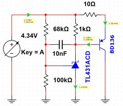 Schemat układu ograniczania napięcia dla lampy solarnej.