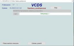 Ekran z oprogramowaniem VCDS pokazującym błąd adaptacji przepustnicy.