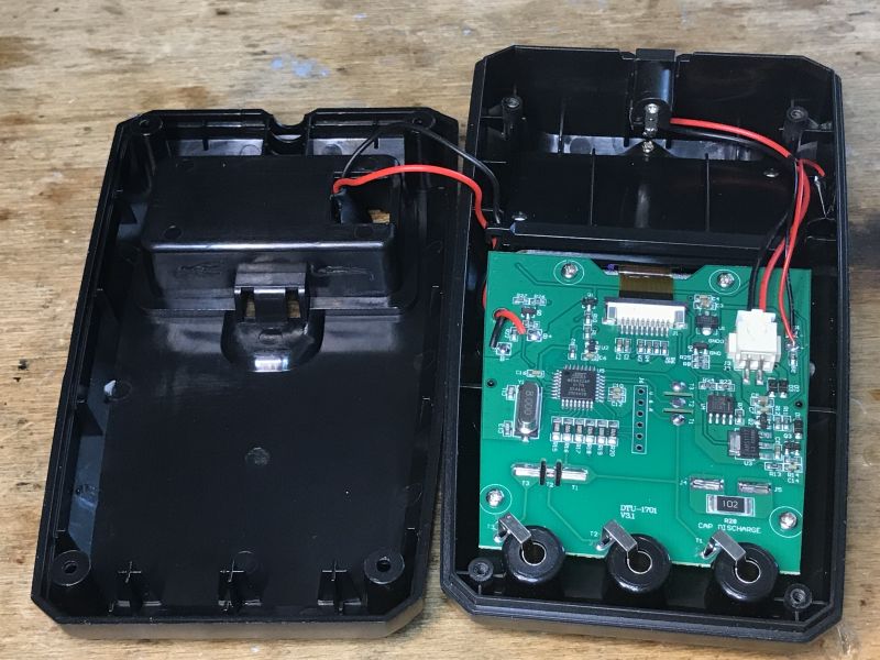 Inside the BSIDE ESR02 Pro Tester BSIDE ESR02 Pro component tester open with internal circuit visible.