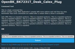 Screenshot of the OpenBK command tool interface displaying repeated sentences.