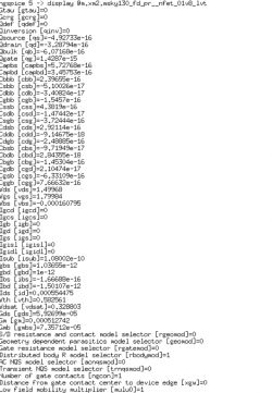 Screenshot of MOSFET parameters for a low-noise amplifier.