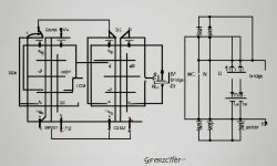 Electrical Schematic with Illegible Labels Complex electrical schematic with illegible labels.