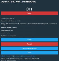 Screenshot of the user interface of OpenRTL87X0C_F3BBD20A displaying system status information.
