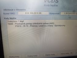 Volkswagen Sharan 1.9 115KM - błąd sterownik pompy chłodzenia paliwa